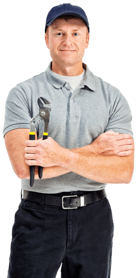 Service technician holding a wrench